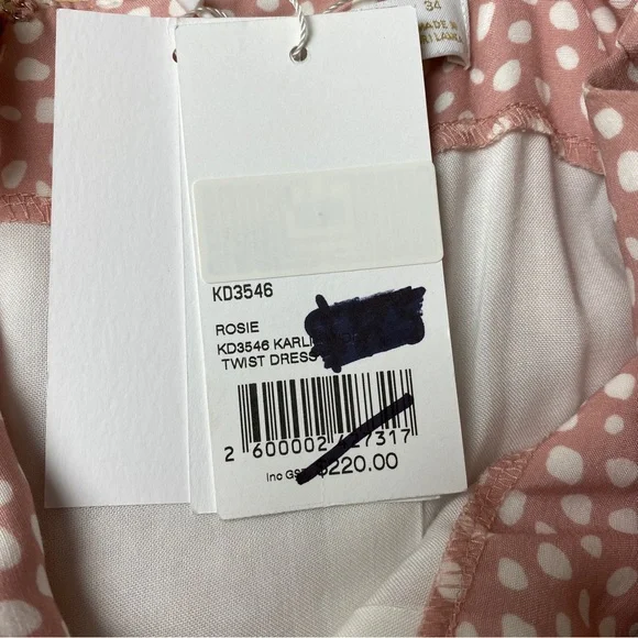 KOOKAI 'Karlie' Rosie Pink Print Twist Front Midi Dress Size 34 AU 6 RRP $220 - Picture 6 of 12